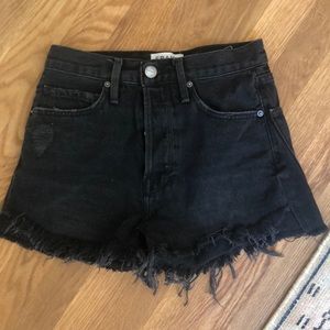 Frame black denim cutoff short